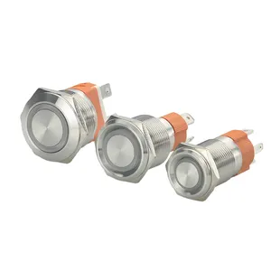 16mm 19mm 22mm Large current high flat head metal push button switch led momentary self-locking push button switch