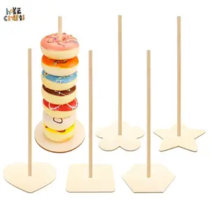 各种风格的甜甜圈展示塔派对桌装饰木制甜甜圈支架
