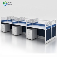 Bureaux d'affaires Bureau modulaire Poste de travail moderne 6 places Cloison en verre
