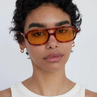 Lunettes de soleil rétro vintage 2026 pour femme, montures dorées/transparentes/blanches, verres bleus, vente en gros