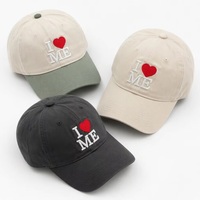 Gorra de Béisbol Bordada Personalizada con 'I Heart ME', Gorra 3D Puff Estilo Dad Hat, Dos Tonos, Autorealización, Ajustable, Venta al Por Mayor, OEM, MOQ Bajo