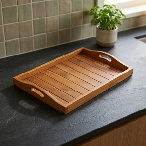 Real Acacia <b>Large</b> Size Rectangular <b>Tray</b> Multifunctional Design Elegant Handmade Eco-Friendly Household Floral Home Hotel - Product Image 1