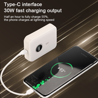Power Bank Mini 10000mAh dengan Kabel Tipe-C, Layar LED Digital, Logo Custom, Kabel Terintegrasi, 22.5W, Tahun 2026