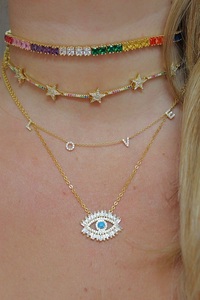 Collar con colgante de Moana para mujer, Gargantilla con piedras, pestañas, pavé de ojo turquesa, CZ, joyería para mujer 2022 - Product Image 3