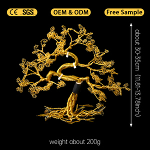 Hand Made Natural Healing DIY Folk Crafts Golden Plated Copper Wrapped Money <b>Tree</b> for Fengshui - Product Image 2