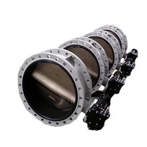 Válvula de Mariposa de Doble Brida de Buen Precio, ANSI 150, Gran Tamaño, Operación por Engranaje de Tornillo, Asiento de Material de Goma - Product Image 1