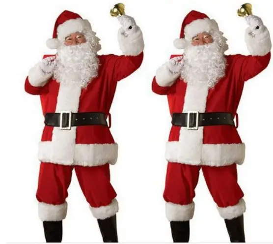 YJC0544 Christmas Santa Claus Costume For Men Fancy Cosplay Clothing 7pcs / lot Adult Outfit
