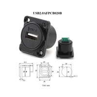 Adaptador Extensor de Aleación de Zinc sin Soldadura, Tipo D, para Montaje en Panel/Chasis/Pared, USB 2.0 Hembra a Conector PCB