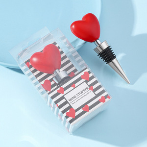 Heart-shaped Wine <b>Bottle</b> Stopper Red Plastic Sealing Wedding Favor Gift - Product Image 1