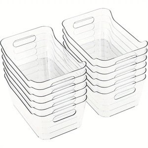 Ensemble de boîtes de rangement transparentes en forme de lingot pour réfrigérateur, pour légumes et fruits, conteneur alimentaire en plastique avec couvercle, design simple - Product Image 3