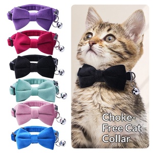 <span class=keywords><strong>Collar</strong></span> Ajustable para Mascotas con Lazo y Campana para Gatos y Perros Pequeños, Bonito y Suave, con Hebilla de Seguridad Desmontable, Venta al por Mayor Personalizada OEM - Product Image 1