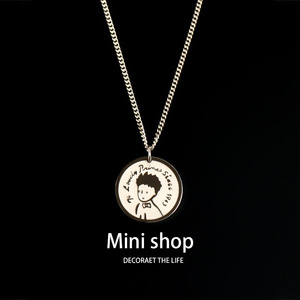 Aaku Little Prince Ins collana pendente per uomo donna Cool stile Hip-Hop Link acciaio titanio Versatile accessorio a forma di cartone animato - Product Image 5