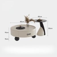 Table basse ronde moderne et créative avec tiroirs, meubles de salon, table basse en bois massif de luxe moderne