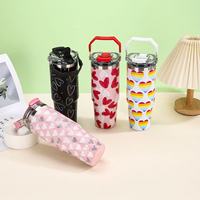 Nouvelle tasse isotherme portable en acier inoxydable de 30 oz grande capacité avec paille pour voiture, idéale pour l'extérieur, cadeau parfait