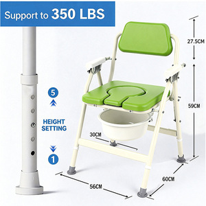 Chaise de toilette portable avec cadre en alliage d'aluminium renforcé, pliable, pour personnes âgées, usage domestique, avec une conception durable - Product Image 2