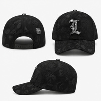 Topi Baseball Snapback Unisex Streetwear Hip Hop dengan Bordir Karakter Kartun 3D, Bahan Suede Hitam, Pinggiran Lengkung, Dapat Disesuaikan