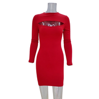 Nuevo Diseño de Vestido Corto Sexy para Mujer, de Manga Larga, con Abertura Frontal en el Pecho, Ajustado, Informal, para Fiesta o Club