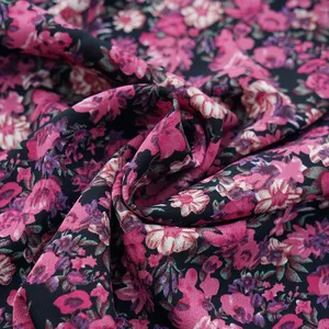 Personalizado 100% poliéster estampado floral tejido coreano seda tela de gasa para vestido falda