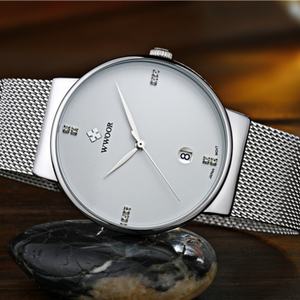 8018 Men's Business Fashion Luxury Stainless Steel Mesh Band Minimalist Quartz <b>Watch</b> Glass Dial Pointer Display 40mm <b>Waterproof</b> - Product Image 6