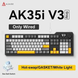Ak35i V3 Seafoam Switch (oem Black-<b>grey</b>-yellow) Wired Hot-swappable Custom Mechanical Keyboard Ak35i V3 Seafoam Switch (oem - Product Image 4