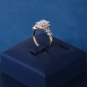 Custom Women S925 Silver 10k 14k 18k Solid Filled Gold 3ct Radiant Cut Moissanite Lab Diamond Engagement Ring