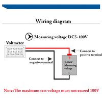 Voltmeter DC 4-100V Tampilan Digital LED Perlindungan Koneksi Balik Tampilan Led Digital Volt Meter DC Bulat DUA KAWAT