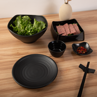 Assiettes de Dîner en Mélaminé Noir Mat Incassables, Logo Personnalisé Gratuit, Style Japonais Moderne, Vaisselle de Restaurant, Vente en Gros