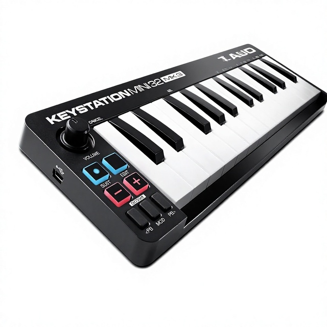 M-AUDIO Keystation Mini 32 MK3 USB MIDI Keyboard Controller 32 Velocity Sensitive Keys with Recording Software Included