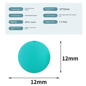 Perles focales personnalisées perles de dentition en silicone 9mm/12mm/15mm/19mm/20mm forme ronde perles à mâcher souples de silice en vrac de qualité alimentaire - Product Image 2