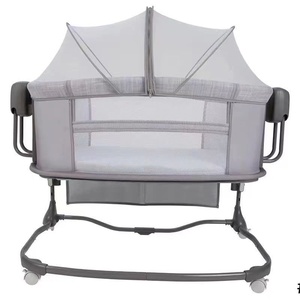 Lit bébé électrique intelligent en métal moderne, pliable, portable, multifonctionnel, avec fonction de raccordement automatique, pour bébés de 0 à 3 mois, idéal pour l'été - Product Image 1