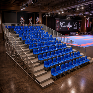 Gradas Temporales para Estadios con Toldo Amarillo y Azul, Sillas Plegables para Eventos Deportivos al Aire Libre, Estructura de Acero Resistente - Product Image 6