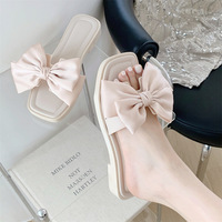 XIXITIAO 2024 Sandales et tongs de plage tendance pour femmes, chaussures plates à nœud mignon pour filles et femmes