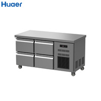 Congélateur coffre commercial INOX Chef Table, machine à glaçons, bar à eau, R290, acier inoxydable