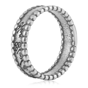 yunnique Men's <b>Titanium</b> Steel Letter <b>Ring</b> Stainless Steel Round Bead Design Retro Style Gift Jewelry FY280241 - Product Image 2