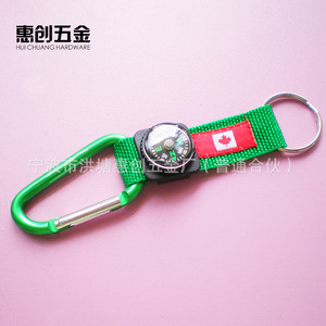 Hui Chuang Hardware Aluminum Carabiner With Compass Keychain For Outdoor Sports Portable D Shape Hook - Product Image 2
