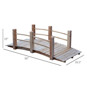 Puente de Jardín de Madera de 5 Pies, Puente Arqueado para Jardín, D0100HPZSNU - Product Image 5