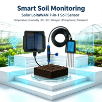 Transmetteur solaire 7-en-1 LoRaWAN pour la fertilité du sol NPK, sonde d'humidité, de température, d'EC et de pH pour la surveillance des vergers et des fermes