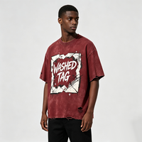 T-shirt oversize à col rond Kornit DTG, imprimé étoile en écriture cursive rugueuse avec cadre carré effet papier déchiré, ourlet multi-bruts effiloché, style streetwear