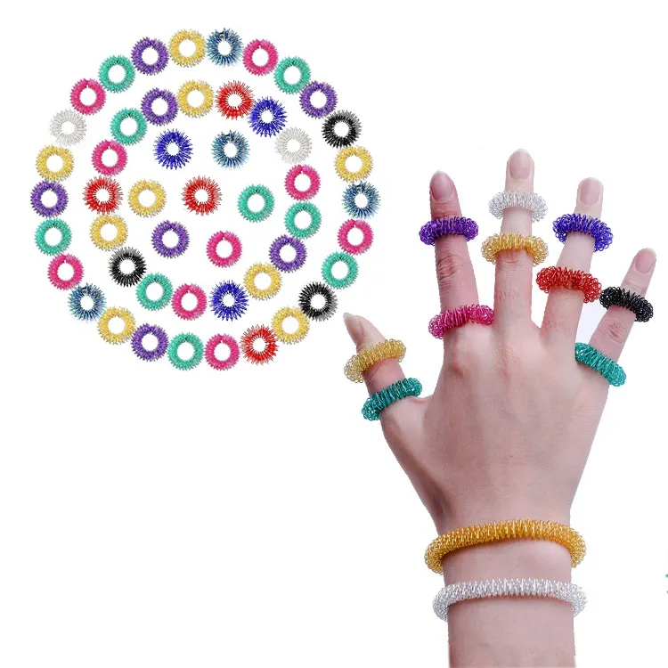 Anillo de masajeador de dedos para aliviar el estrés, anillo de acupresión sensorial para dedos, juguete antiestrés