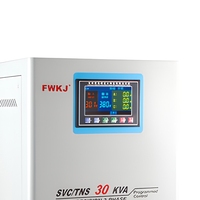 Régulateur de tension triphasé 30 KVA entièrement automatique avec contrôle par servomoteur à enroulement en cuivre SVC 50 Hz et écran LCD
