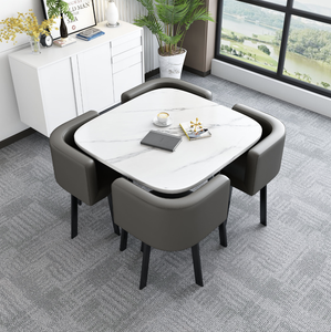 Hiện đại được thiết kế vuông Top Tempered Bàn cà phê thiết lập lớn slab đá hình thức 3D mô hình thiết kế màu sắc bên bàn trà - Product Image 1