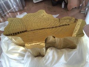 Bàn cà phê bàn đặt phòng khách bằng thép không gỉ thiết kế bằng gỗ vàng kim loại hiện đại sang trọng nhân đôi Bàn cà phê - Product Image 4