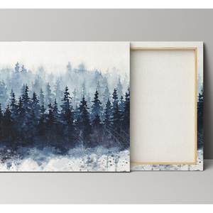 Art sur toile personnalisé pour chambres d'hôtel paysage Nature Art mural bleu marine clair blanc 'Indigo Forest'-impression sur toile peinture - Product Image 3