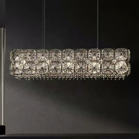Lustre linéaire moderne en cristal de 41 pouces pour tables de salle à manger de villas haut de gamme, bars, salles de banquet rectangulaires, lustre de luxe en cristal K9