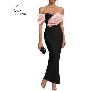 <span class=keywords><strong>Vestido</strong></span> largo <span class=keywords><strong>ajustado</strong></span> con hombros descubiertos y giro de color a juego, <span class=keywords><strong>vestido</strong></span> de fiesta elegante, adecuado para invitados de boda, ceremonia de graduación - Product Image 3