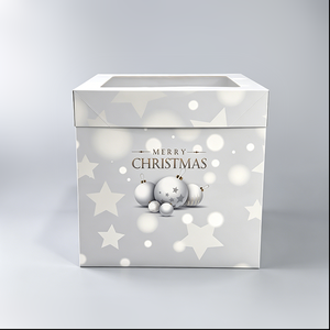 Merry Christmas Red Checkered Square Gift <b>Box</b> with Gold Foil Design Rigid Paperboard Packaging for Holiday Crafts - Product Image 2