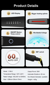 专业定制高品质电陶瓷直发器 LED温度显示红外线卷发直发器 - Product Image 3