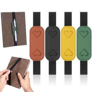 <b>Notebook</b> Pen Holders Detachable PU Leather Pen Holder Sleeve Heart Design Elastic Band Pen Clip for Journal Planner - Product Image 1