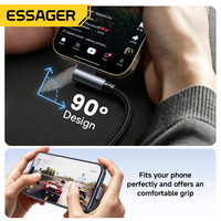 Câble USB-C vers USB-C ESSAGER ES-X90 à double coudé à 90 degrés, tressé, 1m, 2m, 3m, 5A, PD 100W, pour charge rapide d'ordinateurs portables et de téléphones