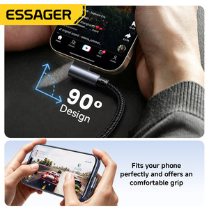 ESSAGER ES-X90 <span class=keywords><strong>Cavo</strong></span> <span class=keywords><strong>USB</strong></span> Type-<span class=keywords><strong>C</strong></span> <span class=keywords><strong>a</strong></span> Type-<span class=keywords><strong>C</strong></span> <span class=keywords><strong>a</strong></span> Doppia Angolazione 90 Gradi, Intrecciato, 1m 2m 3m, 5A PD 100W, Ricarica Rapida per Laptop e Telefono - Product Image 4